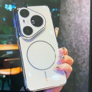 Sleek White Smartphone with Triple Camera